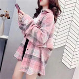 Thick Hair This Plaid Shirt Women Loose Long Autumn And Winter New Hong Kong Taste Shirt Coat