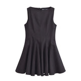 Spring Skate Sleeveless Solid Color Mini Dress 4043041-Outfit
