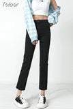2023 Women's Jeans Vintage Mid Waist Loose Business Office Elegant Lady Pants Full Length Mom Jean Denim Vaqueros