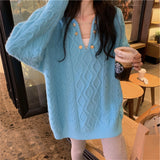 Twist Temperamental Sweater Blouse 2024 Autumn And Winter New Soft Wind Loose Sleeve Knitting Outside Women's Wear-Outfit