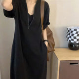 Toloer Size 300 Catties Fat Mm French Hepburn Wind Zipper Dress Female Loose Show Thin Cover Belly Casual Long Skirt 2-Outfit