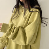 Solid Color Oversized Sweatshirt-Outfit
