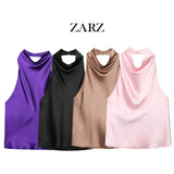 Homemade New Women's Clothing Silk-Sin-Flavor-Sense Hanging Neck Collar Top