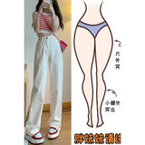 Toloer Size Women's Pear Wear With White Jeans Female Autumn Loose Wide Legs Show Thin Straight Down Pants-Outfit