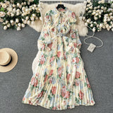 Women's Autumn Dress 2025 New Heavy Industry Pressed Long Printed Chiffon Dress Sweet Holiday