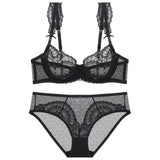 Lace Sexy Lingerie Set Large-Size Transparent Bra Large Bra Small Side Non-Slip Lady Bra