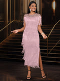 Mesh Splicing Tuxedo High-Waisted Large-Size Body-Repair Casual Ass Women's Dress