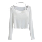 Trendy Ladies' Hot Girl Style Low-Necked Bottomed Shirt In Summer, A New Color Halter Halter Top With Two Sets-Outfit