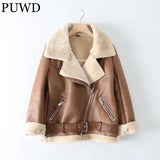 Warm Women Faux Fur Jacket 2021Winter Casual Streetwear Leather Buckle Solid Comfortable Fashion Loose Female Thick