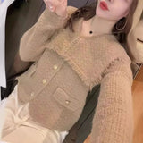 Autumn And Winter New French Retro Big Lapel Knit Cardigan Small Fragrant Wind Temperament Senior Sweater Female Coat-Outfit