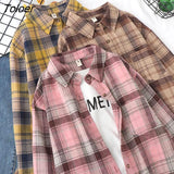 Shirts Women Autumn Plaid Streetwear All-match Vintage Harajuku Students Womens Leisure Loose Chic Fashion Retro
