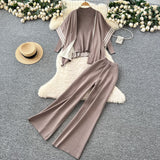 Lazy Suit Women Loose Outer Shawl Scarf With Long-Sleeved Knitting Tops High-Rise Sweater
