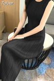 Dresses for Women Sleeveless Pleated Temperament Robe Femme 2023 Vestidos De Mujer Casual Casual Summer Korean Dress