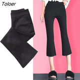 Pants Women Calf-length Flare Side-stripe Thin Summer Slim Ice-silk Womens Trousers Fashion Vintage Simple Leisure