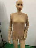 Toloer / Summer 2023 New Hot Selling Long-Sleeved Round Collar Thin Breathable Knit-Outfit