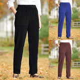 Corduroy Casual Solid Color Pocket Trousers