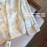 Chinese-Style Jacquard Round-Neck Satin Shirt With Oblique Lapel Button Satin Blouse 2024 Spring Retro High-Quality National Style Shirt-Outfit