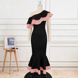 Single Shoulder-To-Shoulder-To-Back-Loan-Side High-Waisted-Blum-Bided Ass Party Fishtail Dress Dress Dress