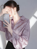 Toloer Year's Explosion Of Purple Denswear Wedry Shirt Women's 2025 Early Spring New Unique Beautiful French Long-Sleeved