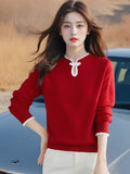 Toloer Women's Clothing Chinese Style Bottom Shirt Women 2025 New Autumn And Winter Dragon Year Life Year Clothes Large Red