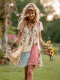 Flower Striped Vest Dress Dress Vacation