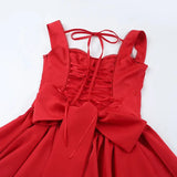Chiffon Lace Up Bow A-line Mini Dress-Outfit