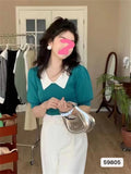 Retro Bubble Sleeve Knitted T-Shirt Women Design Small Short Top Summer New Ice T-Shirt