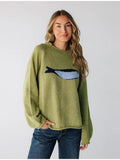 Lazy Wind Collar Small Fish Pattern Knitted Sweater 2025 Autumn And Winter