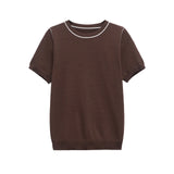 Homemade New Women's Classic Bingbian Short-Sleeved Knitted Knitting Top