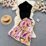 Elegant Style Suit Women's Summer High-End Design Sense Niche Sleeveless Shirt Top + Two-Piece