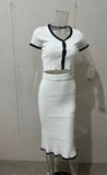 Summer New Color U-Collar Elastic Short Top Skirt Dress Suit