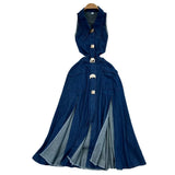 Collar Claved Open Waist Thin Sleeveless Single Buckle A Word Open Fork Denim Dress Casual