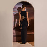 Toloer Women's Wear Summer 2024 New Sleeveless Sexy Slim Slit Dress Hollow-Out Dress Dress-Outfit