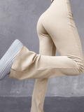 Stretchy Ribbed Flare Leg Pants-Outfit