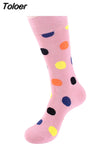 Classic Colorful Dot Printed Happy Socks Men Casual Combed Cotton Harajuku Socks Funny Crew Socks For