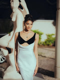 Black Bralette Satin Sleeveless Maxi Dress-Outfit