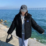 Women Winter Short Coat Hood Puffer Bomber Basic Jacket Female Coat Loose Parka Plus Size Korean Hat S Outerwear Snow