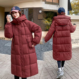 2024 New Winter Cotton-Padded Clothes Female Long Style Over The Knee Thick Loose Large Size College Wind Warm Coat-Outfit