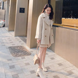 Winter Faux Wool Jacket And Skirt Set Korean Coat Female Za Women Manteau Womens Autumn Basic Fashion Femme Thick Cape
