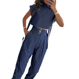 2025 New Solid Color Flying Sleeve Drifting With Short Tops To Wear Straight Trousers