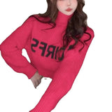 Desire Sweet Hot Girl Sexy Short Style Top Girl Autumn And Winter Design Sense Niche High Neck Sweater Sweater Jacket Jacket-Outfit