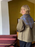 Sense Two Wearing Lattice Color Jacket Women Loose Fashion 2025 Autumn