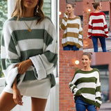 Women's Clothing In The Autumn And Winter Of 2025, The New Women's Sweater Round-Necked Striped Knitted