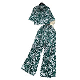 Light Style Suit Women's Fashion With Loose Short Print Shirt + High Waist Display Thin Leg