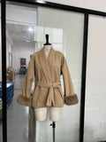 Autumn Fashion New Women's Long-Sleeved Coat Waist Tie Temperament