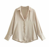 Homemade New Women's Fashion 20 Color Silk-Sense Tidling Shirt