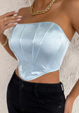 Strapless Solid Short Crop
