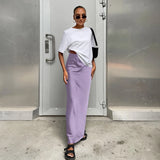 Toloer And Summer New Simulation Silk Skirt Satin Bread Hip Skirt Women Casual Color Tintail