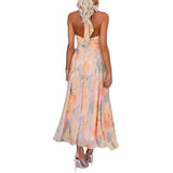 French Temperament Dopamine Color Long Dress Seaside Fairy Holiday Oil Painting Dress Dress Dress Dress Dress Dress