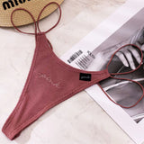 Cotton Strip Single With Sexy Thong Lady English Letter Logo Thong Trousers Women's